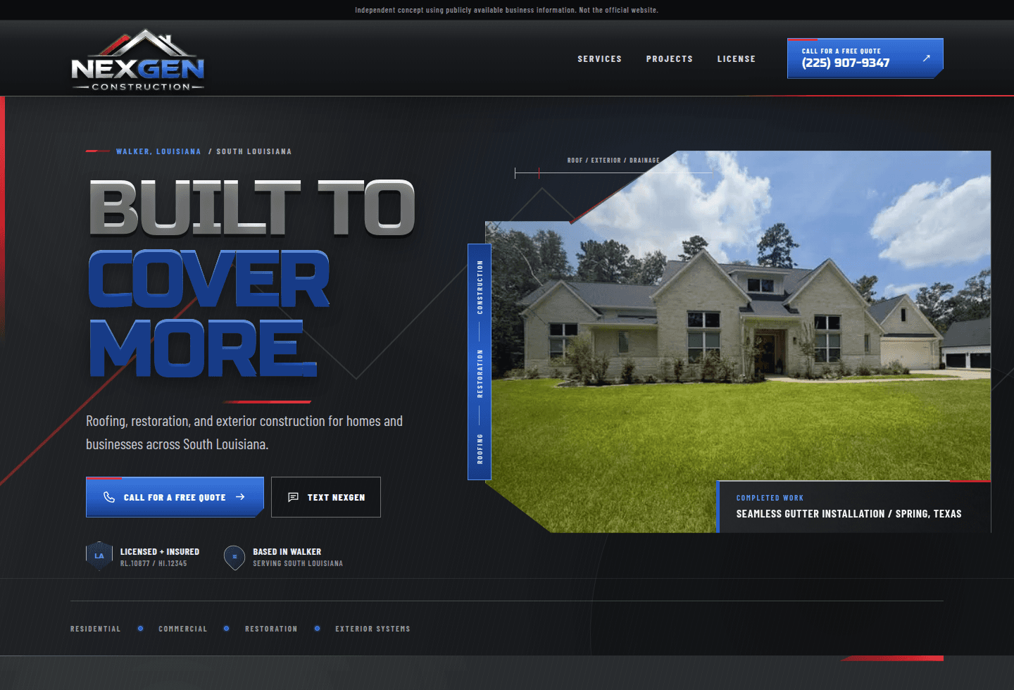 Professional service business website interface
